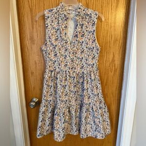 Fate Sleeveless Floral Midi Dress in Blue & Orange